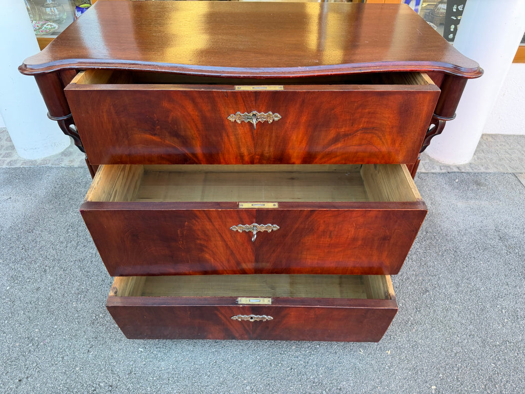 Kommode Mahagoni Louis Philippe antik um 1860 3 Schubladen originale Beschläge