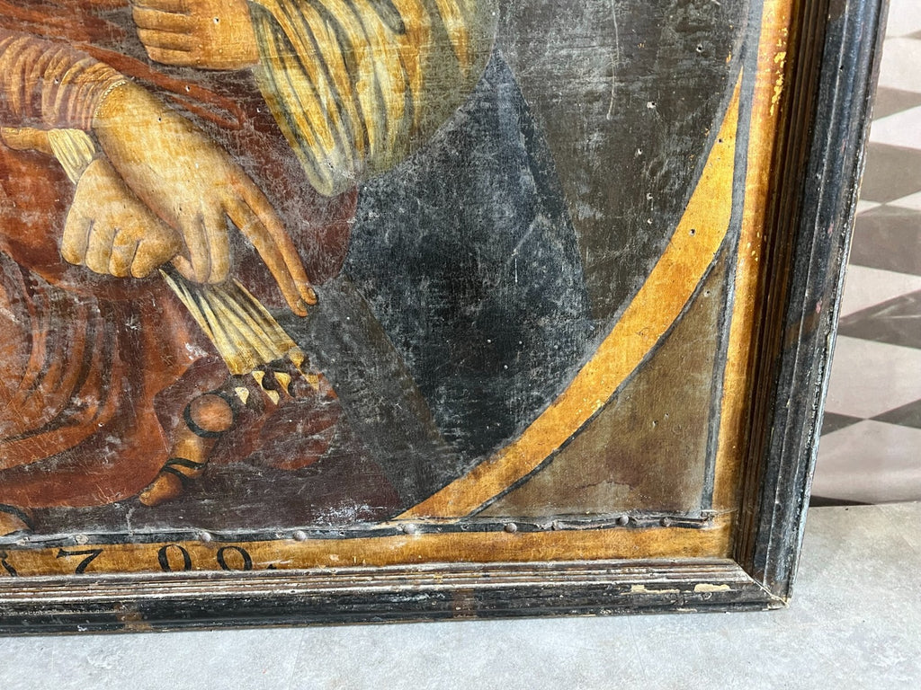 Antikes Ölgemälde Heilige Maria mit dem Jesuskind 17 tes Jh Altartafel 120x140cm