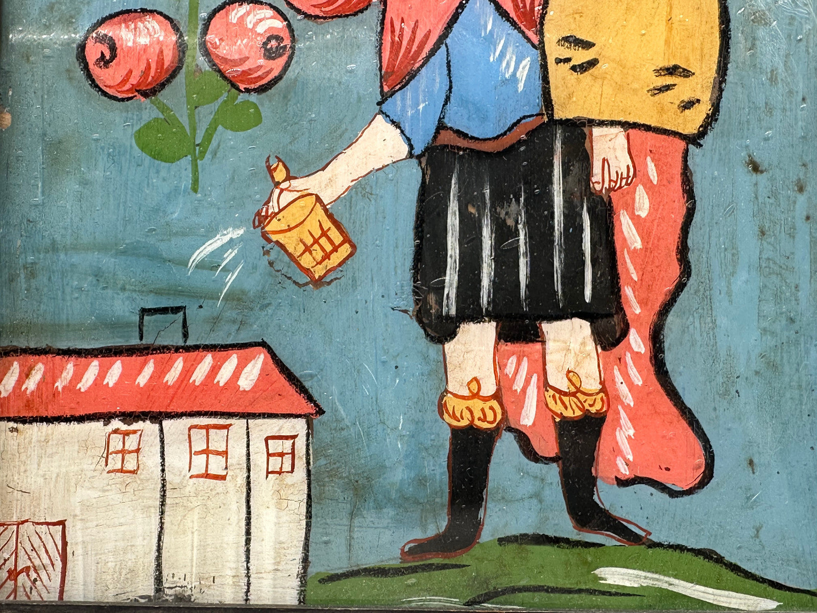 Antike Hinterglasmalerei Heiliger Florian