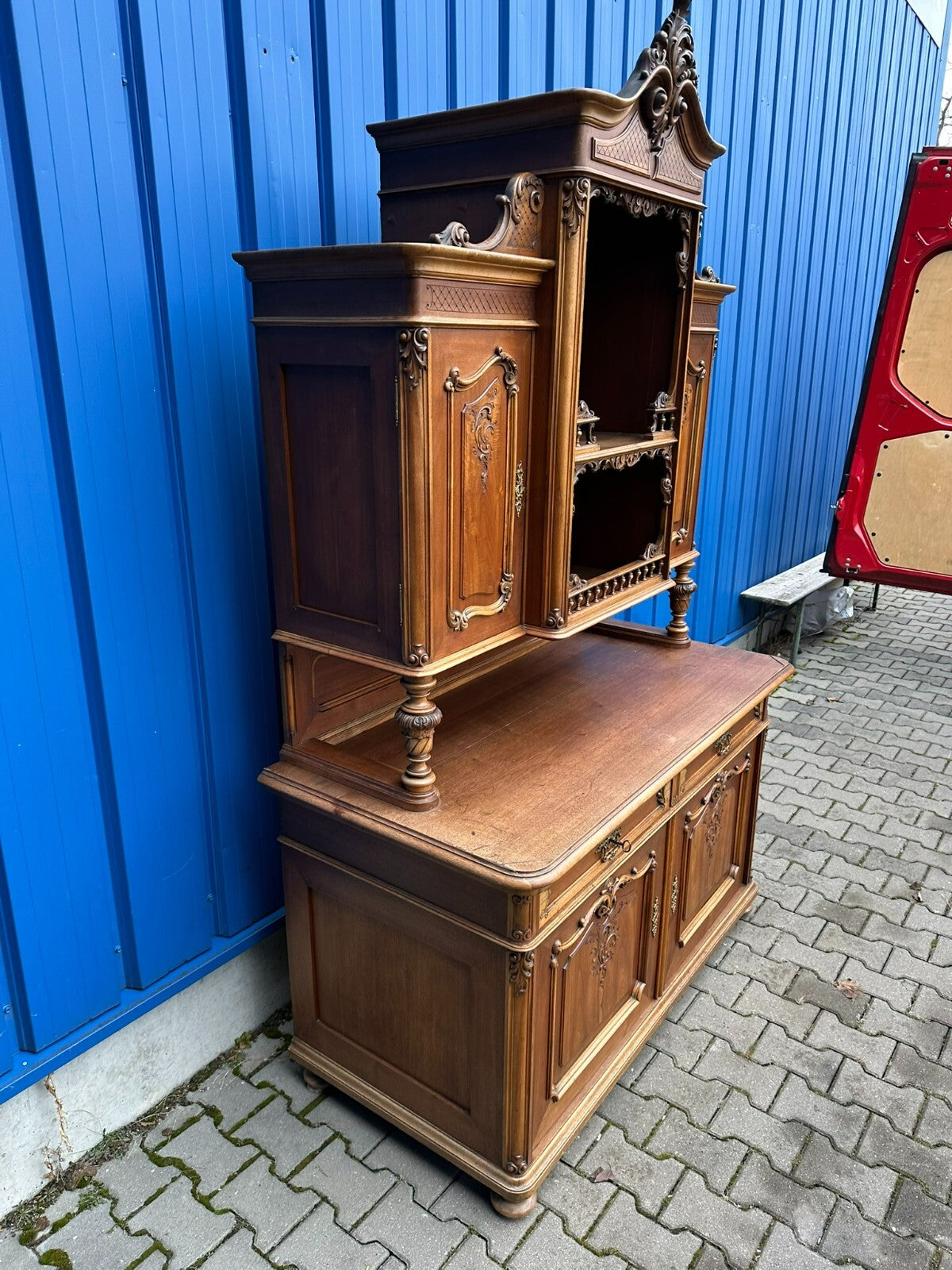 Neo Rokoko Buffet Schrank Kredenz Nussbaum um 1880 Dredner Barock Stil