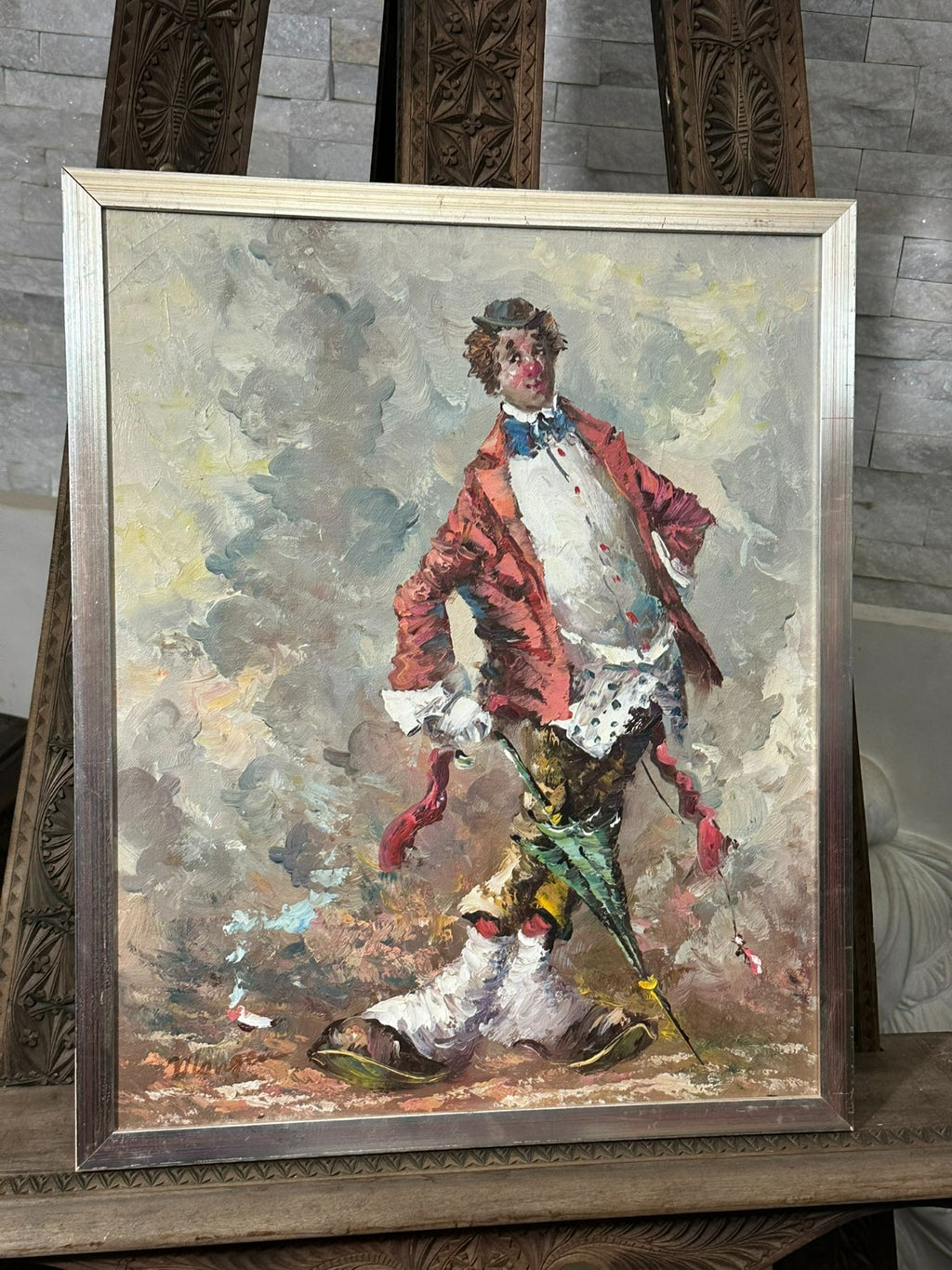 Brenda Polsky-Morgan (1942-2008) Ölgemälde Clown Portrait
