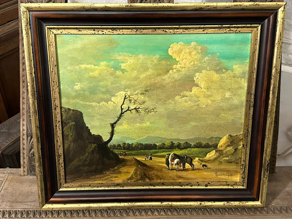 Antikes Ölgemälde um 1800 Reiter in Landschaft Peter Kounitz (1771-1848)
