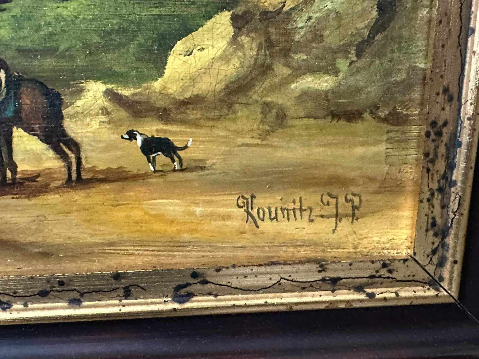 Antikes Ölgemälde um 1800 Reiter in Landschaft Peter Kounitz (1771-1848)