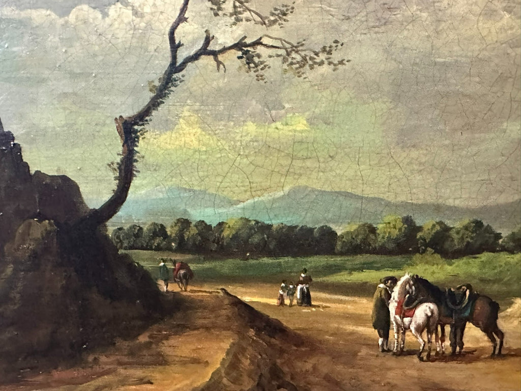 Antikes Ölgemälde um 1800 Reiter in Landschaft Peter Kounitz (1771-1848)