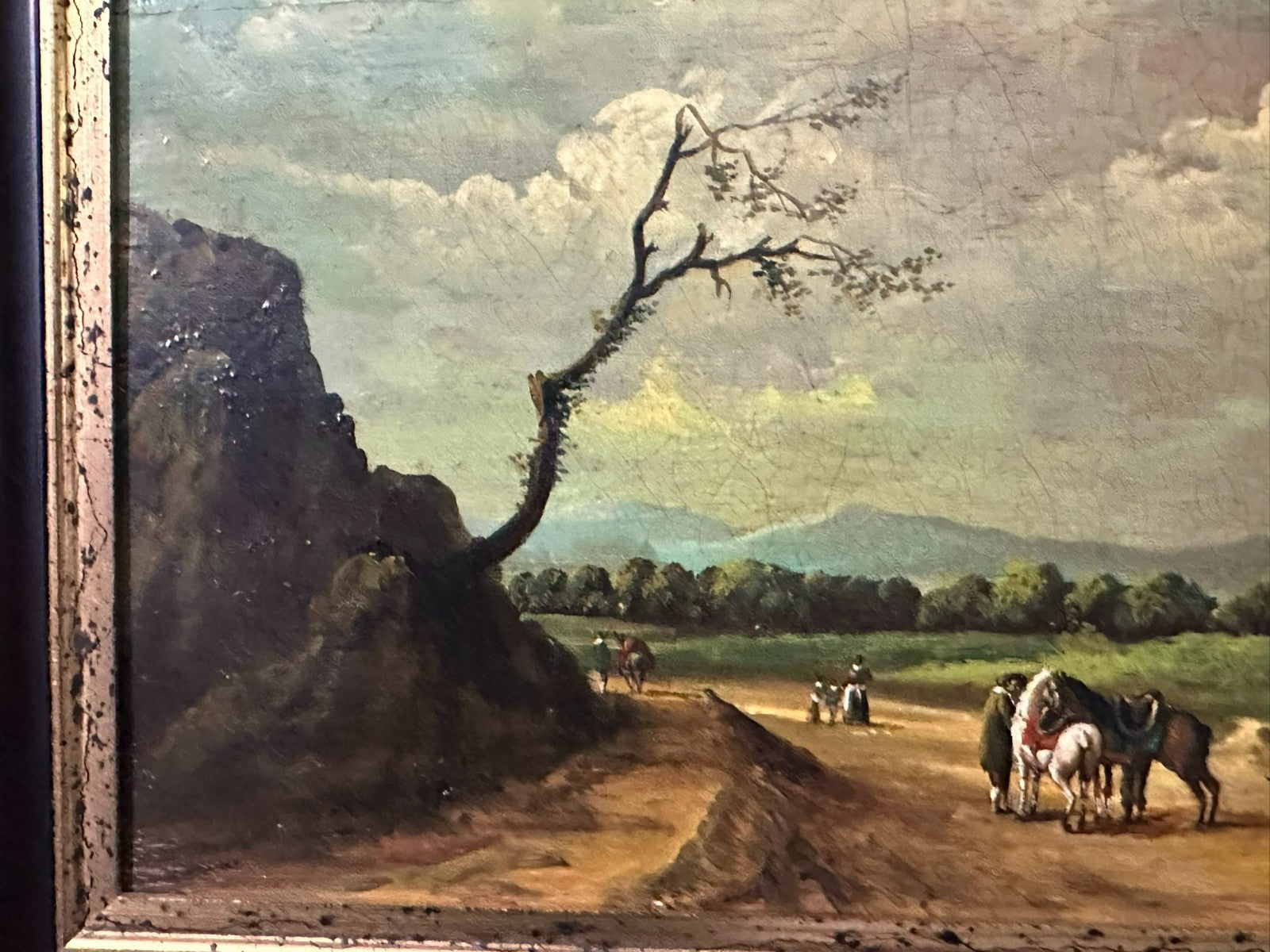 Antikes Ölgemälde um 1800 Reiter in Landschaft Peter Kounitz (1771-1848)