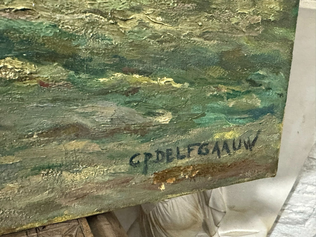 Antikes Ölgemälde Hafen Landschaft Schiffe Gerardus J. Delfgaauw (1882-1947)