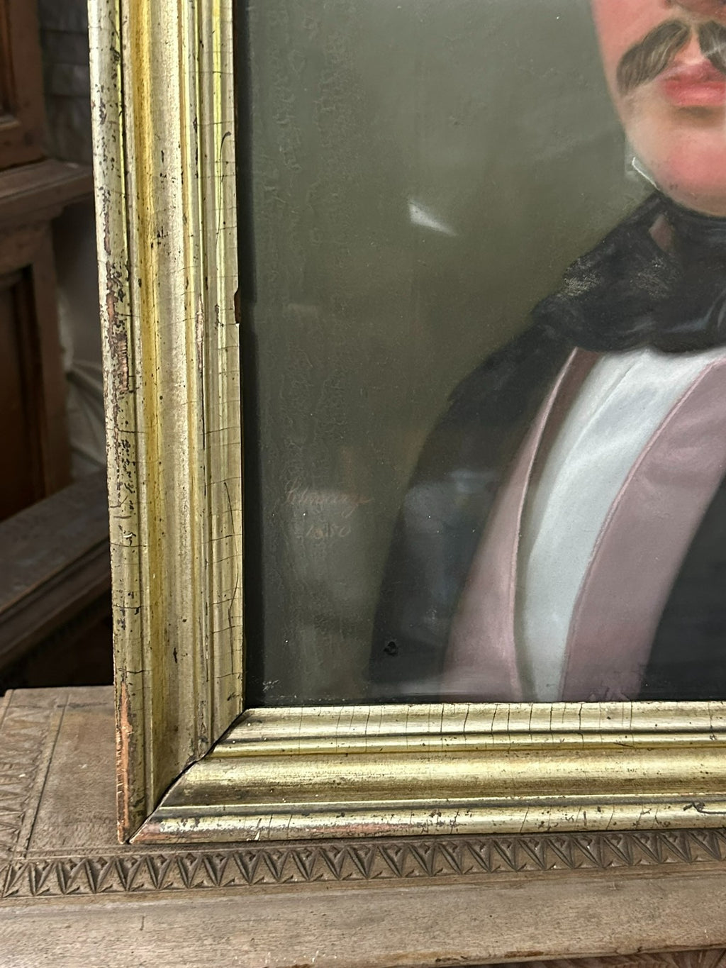 Antikes Biedermeier Portrait eines Herren Mitte 19 tes Jhdt Pastell