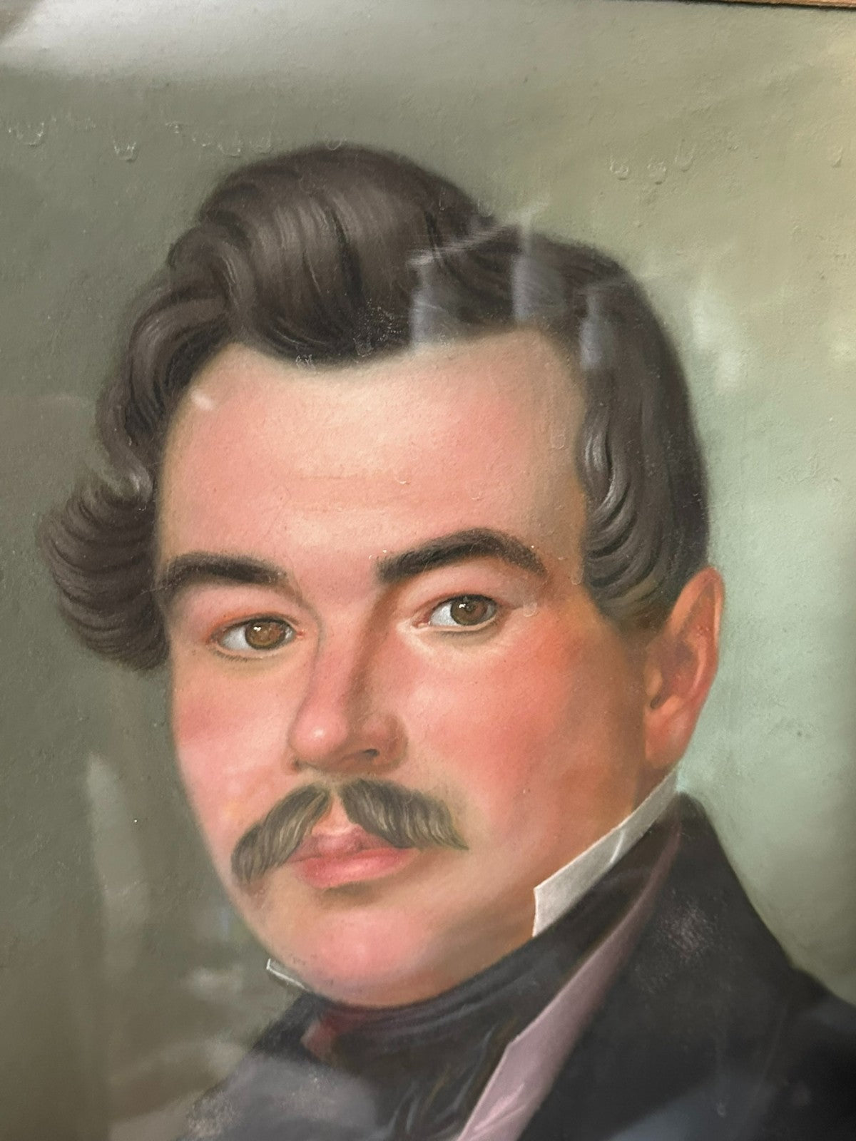 Antikes Biedermeier Portrait eines Herren Mitte 19 tes Jhdt Pastell