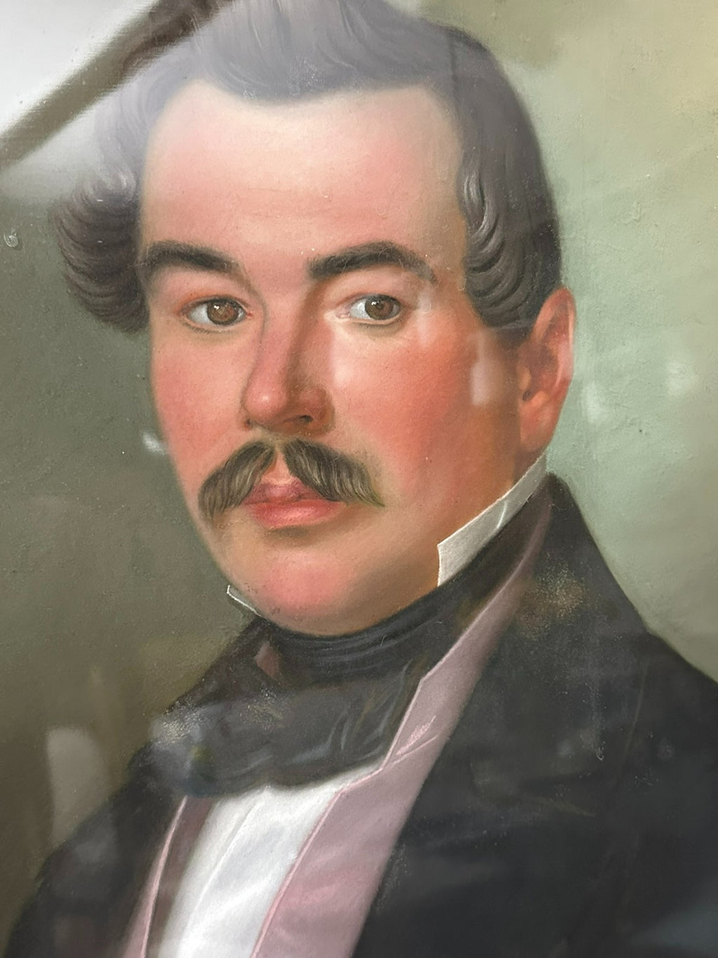 Antikes Biedermeier Portrait eines Herren Mitte 19 tes Jhdt Pastell