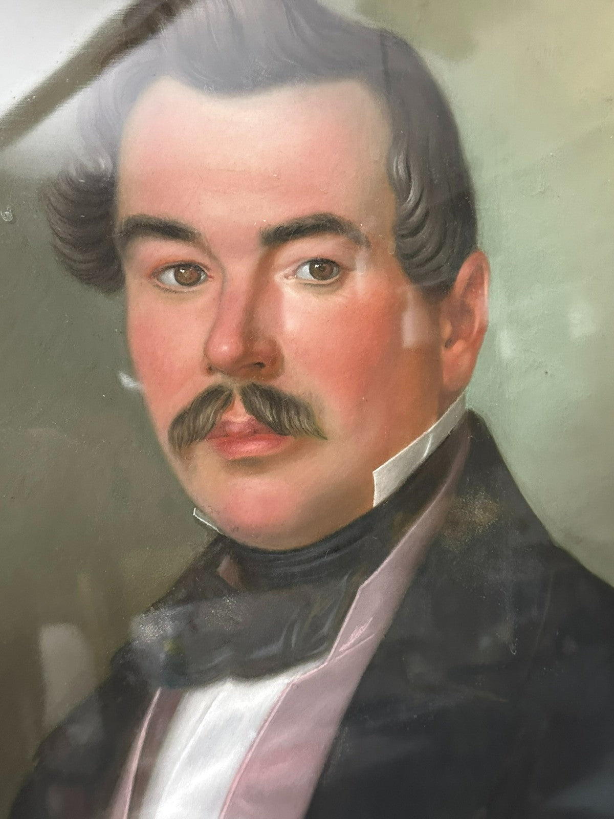 Antikes Biedermeier Portrait eines Herren Mitte 19 tes Jhdt Pastell