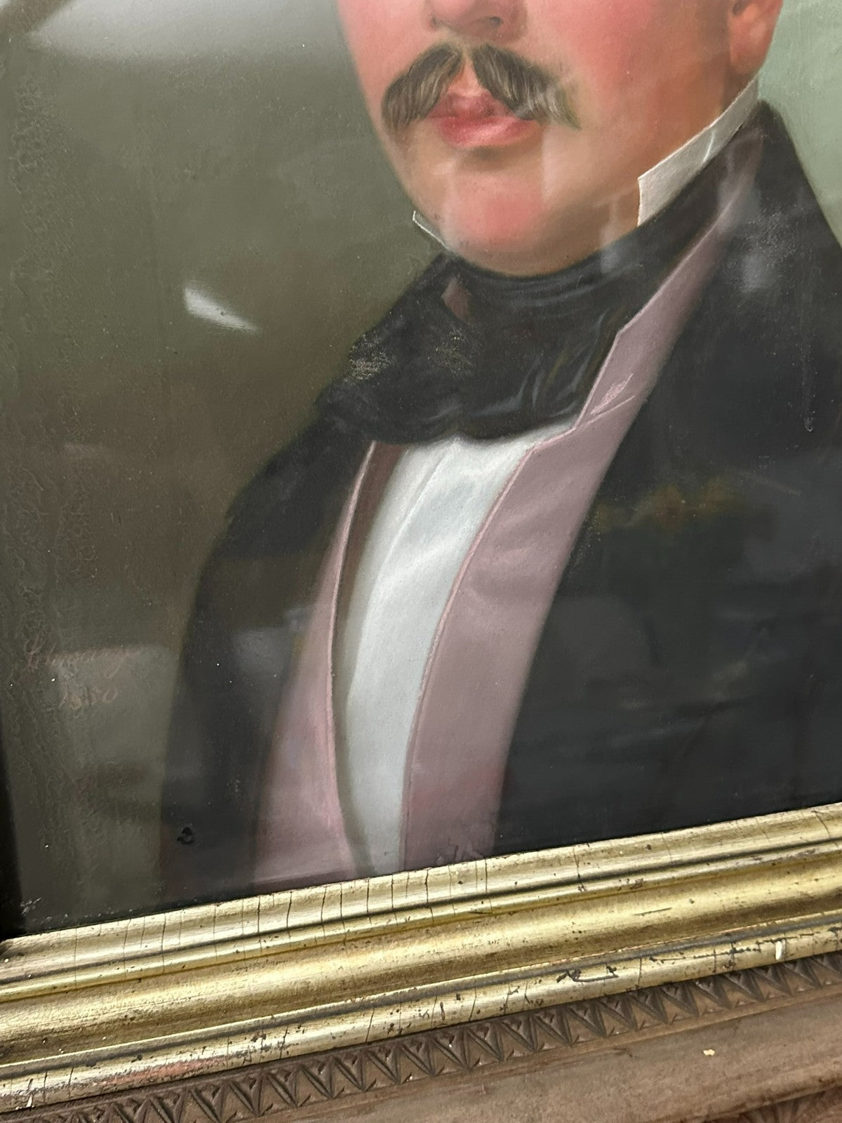 Antikes Biedermeier Portrait eines Herren Mitte 19 tes Jhdt Pastell