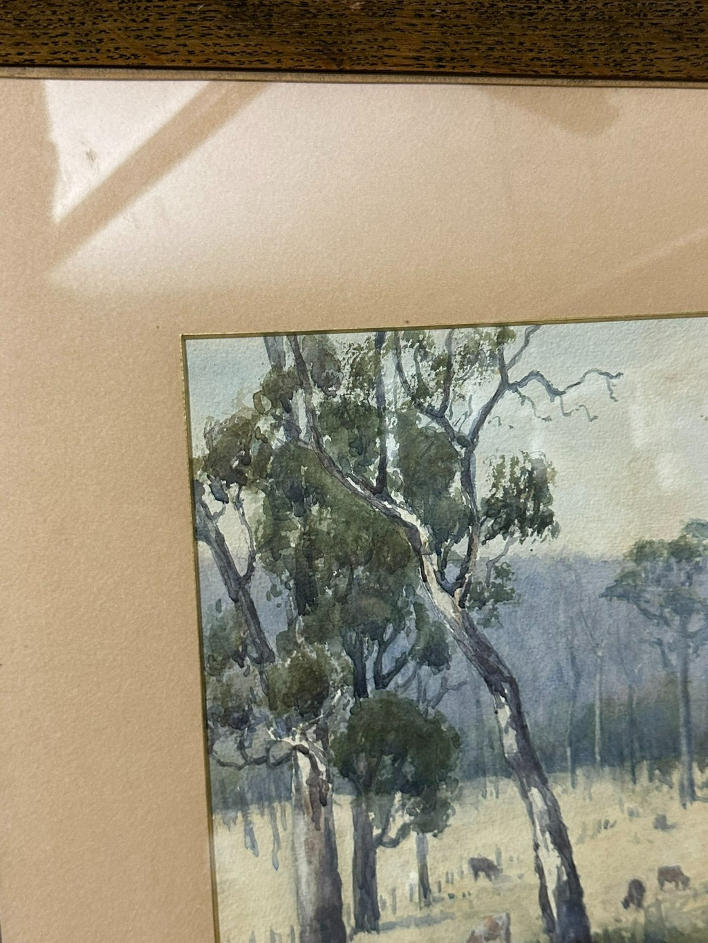 Sehr schönes Aquarell Landschaft gerahmt Hinter Glas