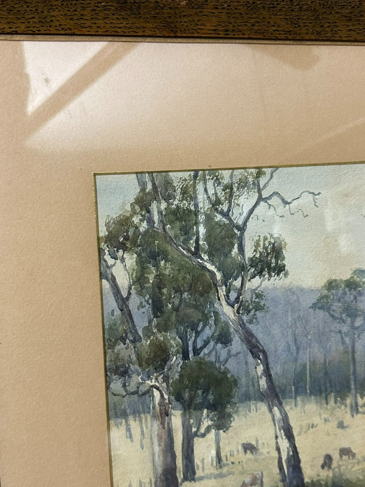 Sehr schönes Aquarell Landschaft gerahmt Hinter Glas