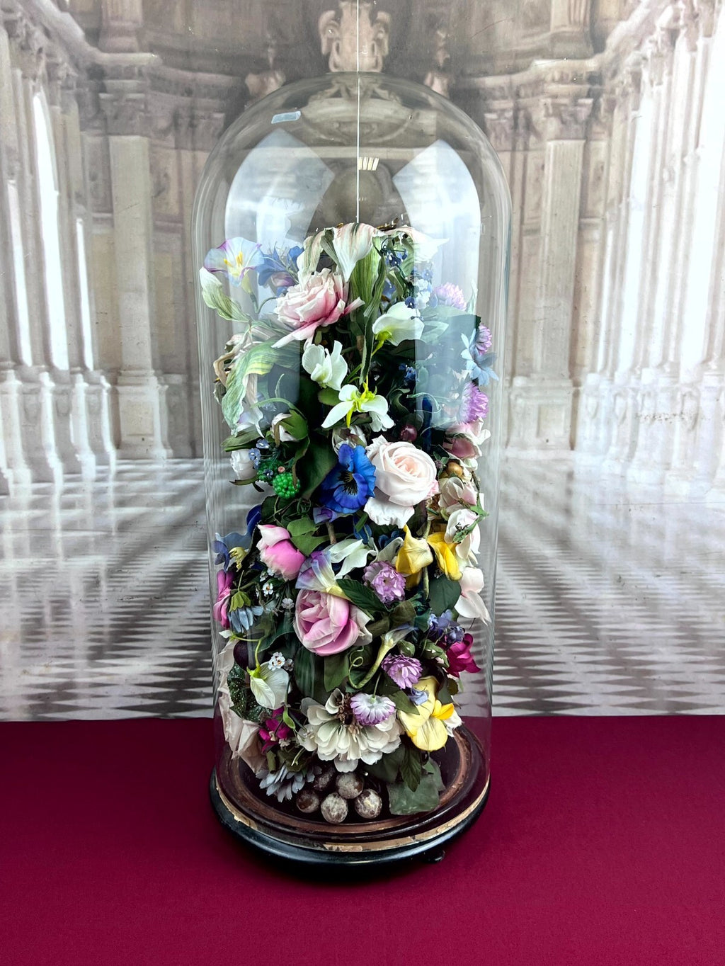 GLOBE DE MARIEE HOCHZEIT ANDENKEN FRANKREICH NAPOLEON III STIL BLUMEN RUND 59cm
