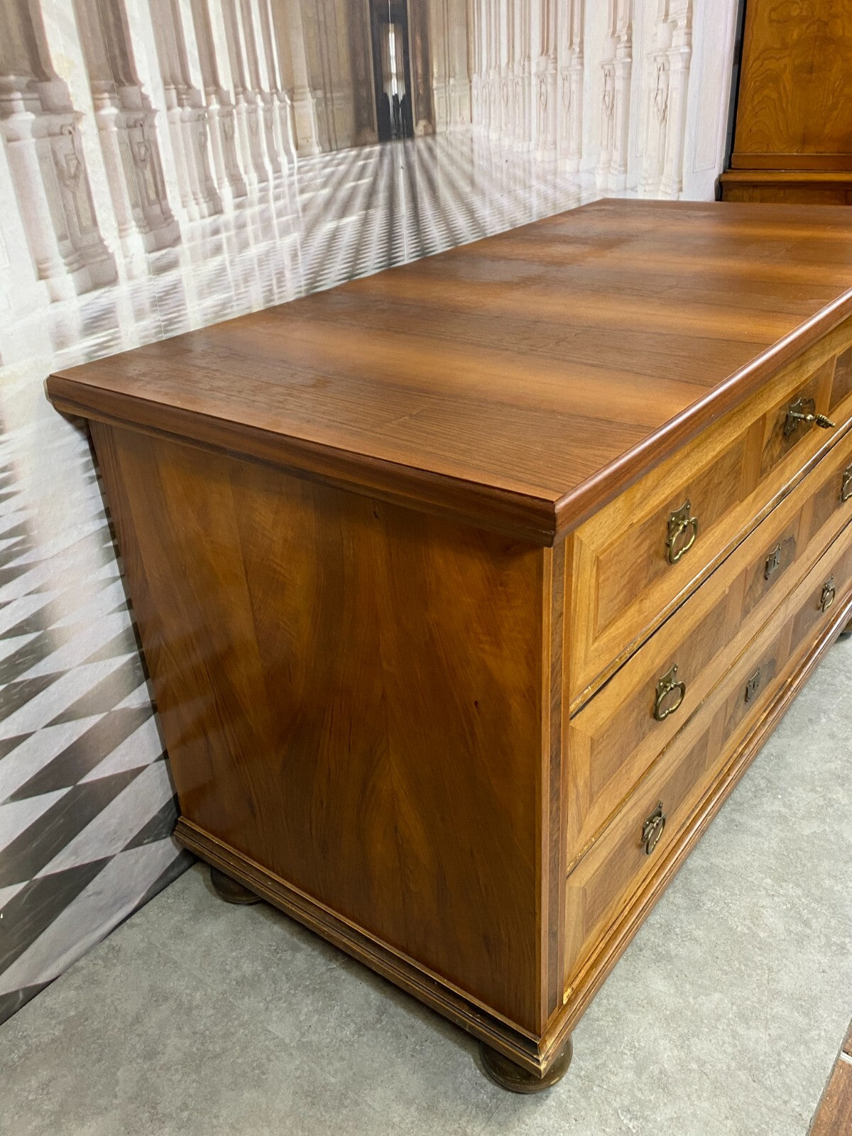 Barock Kommode Nussbaum um 1880 Holz massiv furniert antike Barockkommode