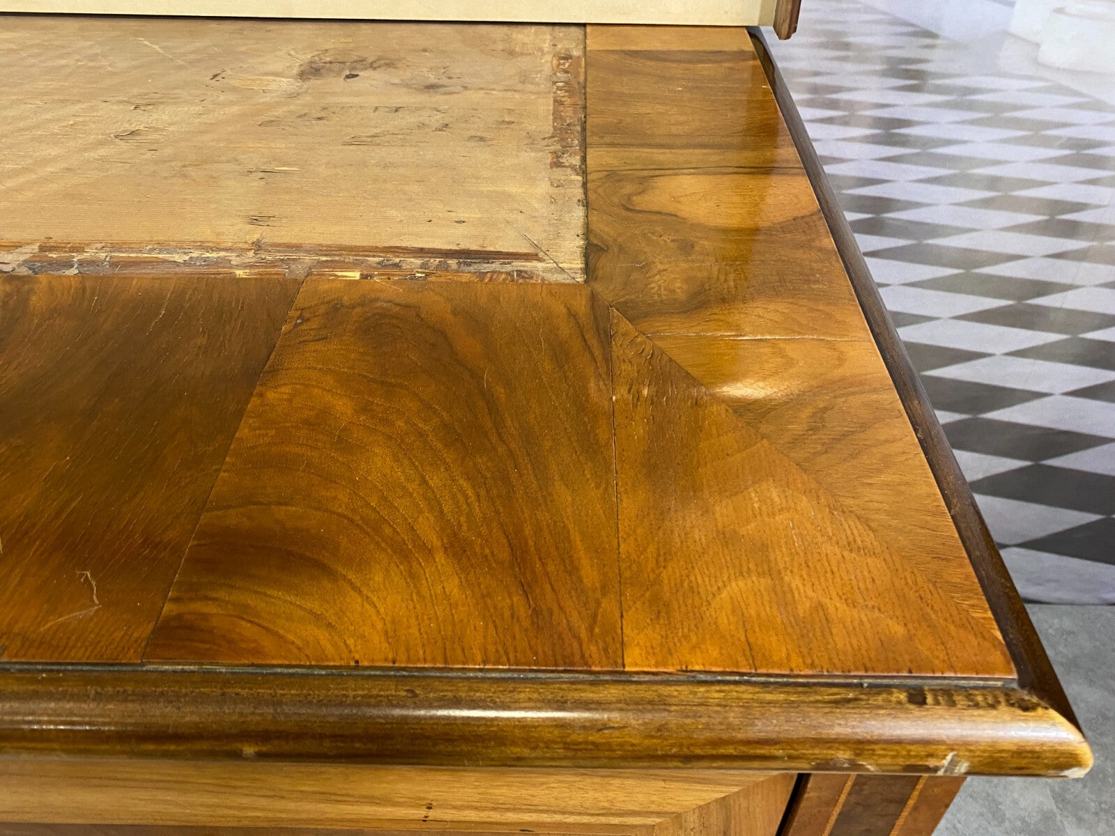 Barock Kommode Nussbaum um 1880 Holz massiv furniert antike Barockkommode