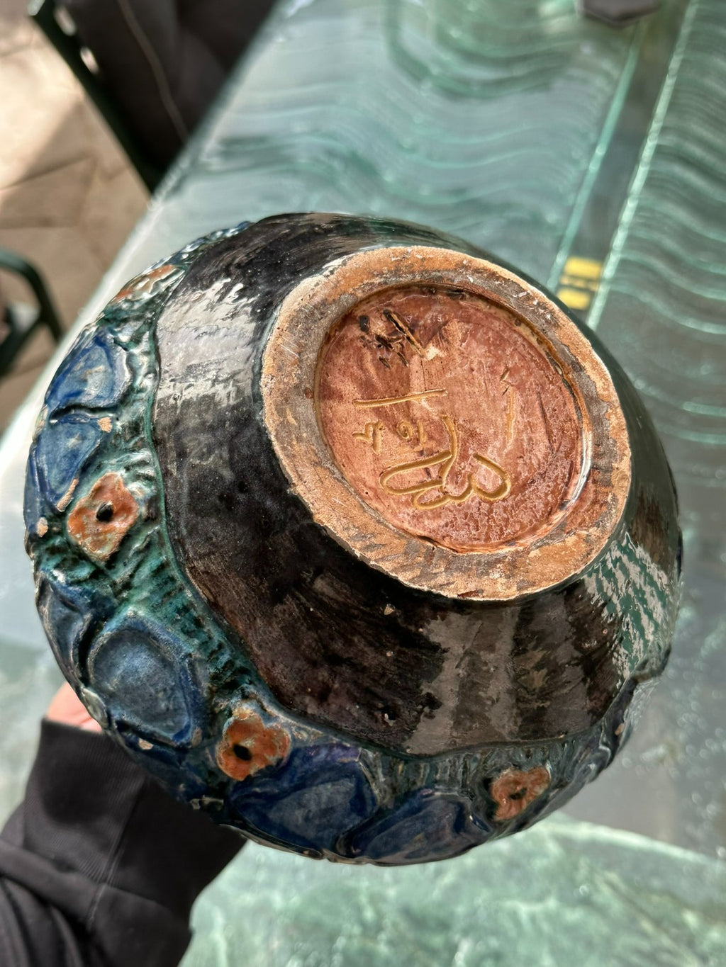 Florale Künstler Vase Jugendstil um 1920 aus Keramik Handarbeit