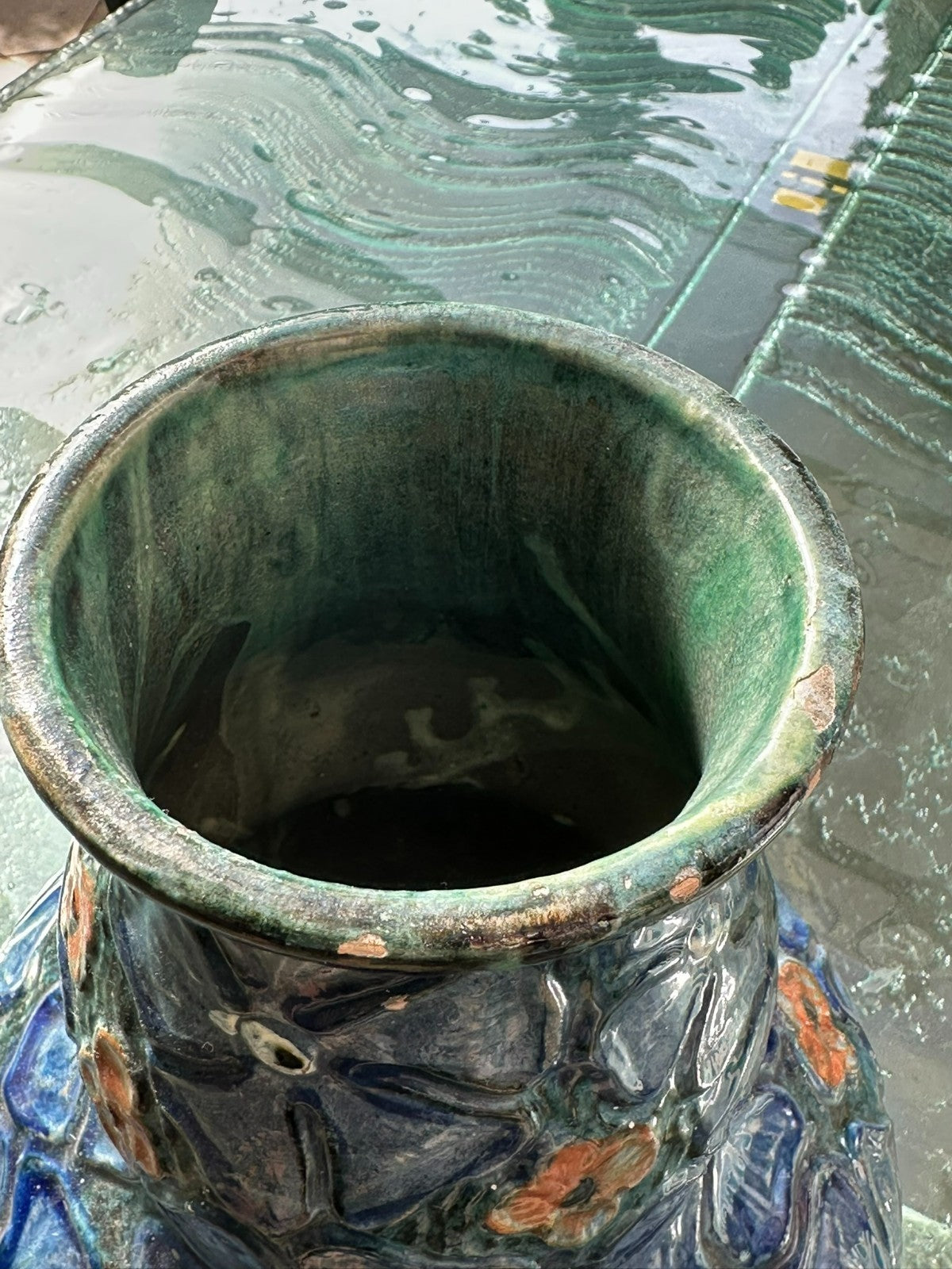 Florale Künstler Vase Jugendstil um 1920 aus Keramik Handarbeit