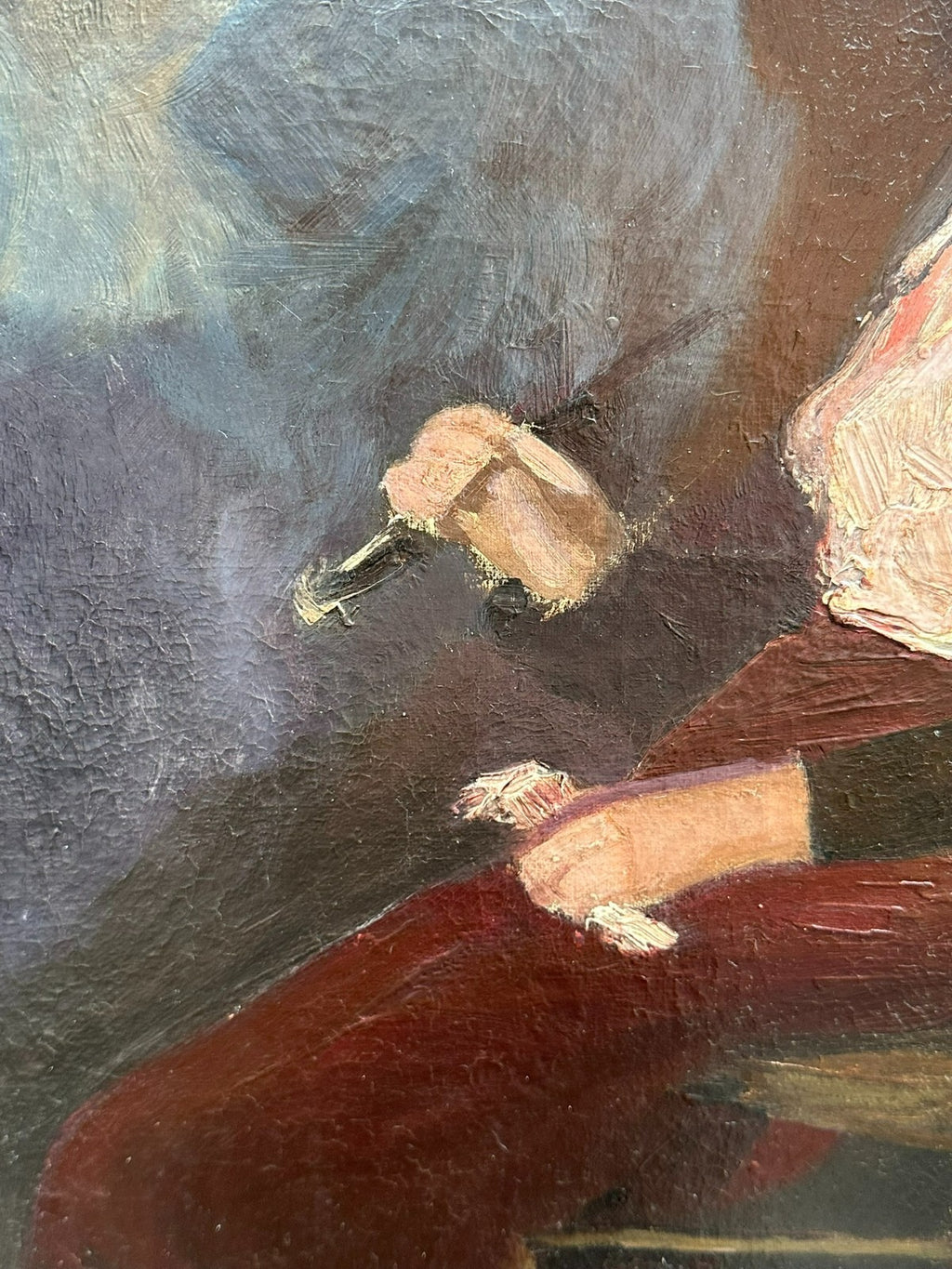 Altes Ölgemälde sitzende Frau