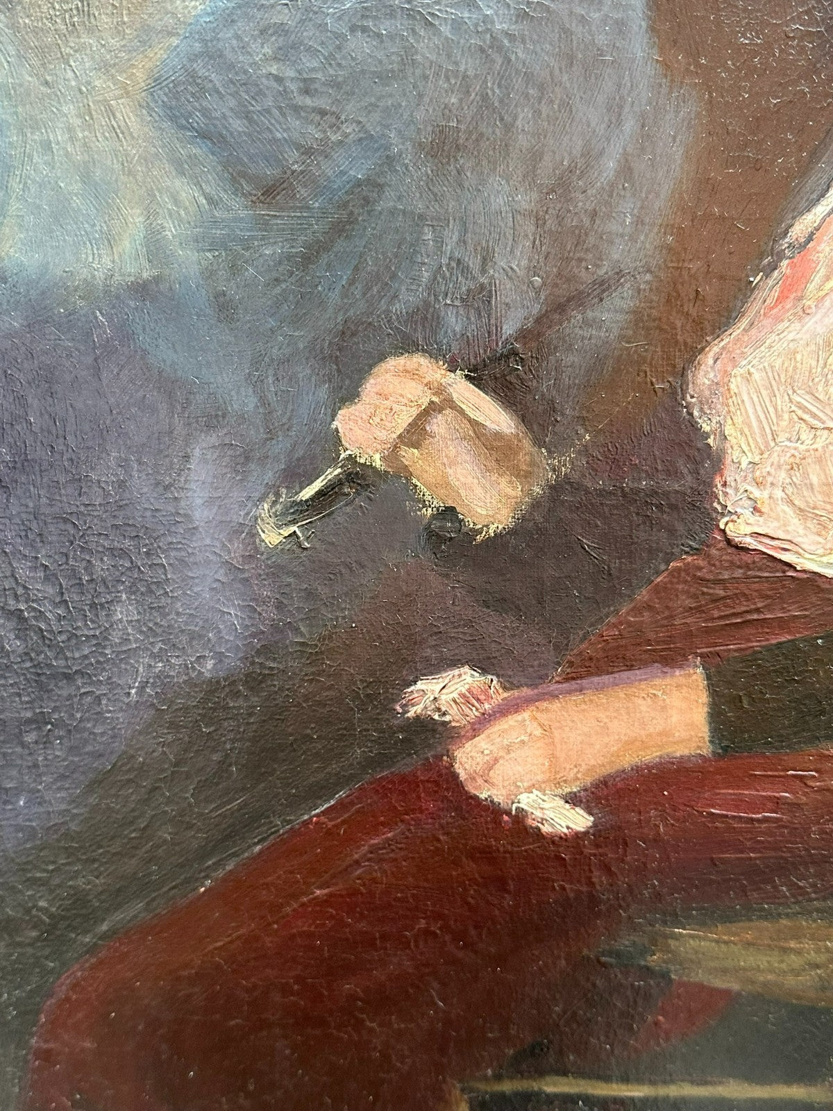 Altes Ölgemälde sitzende Frau