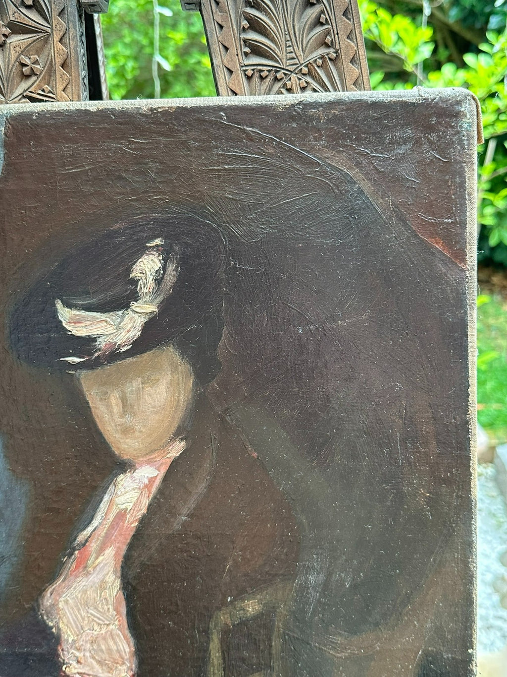 Altes Ölgemälde sitzende Frau