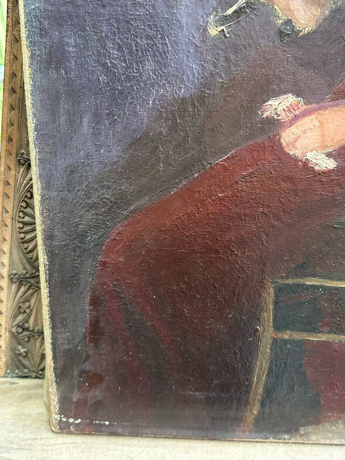 Altes Ölgemälde sitzende Frau