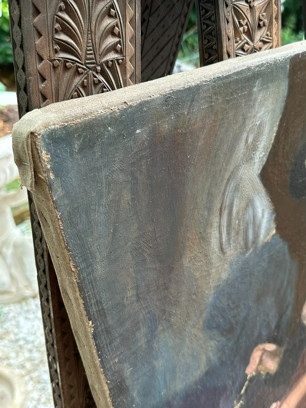 Altes Ölgemälde sitzende Frau