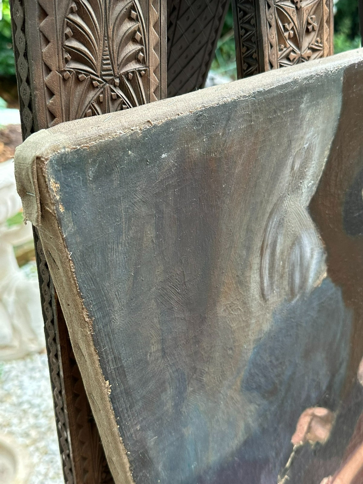 Altes Ölgemälde sitzende Frau