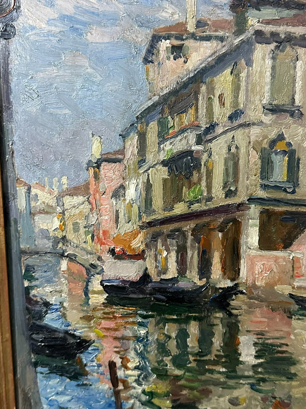 Antikes Ölgemälde Venedig Venezia Gemälde von 1925 Pieretto Bianco (1875-1937)