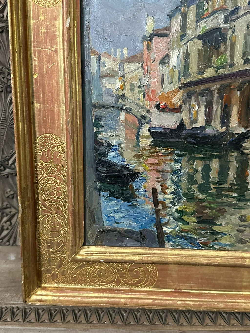 Antikes Ölgemälde Venedig Venezia Gemälde von 1925 Pieretto Bianco (1875-1937)