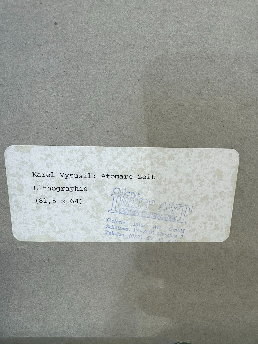 Karel Vysusil (1926-2014) Signierte Lithografie Atomare Zeit 9/25