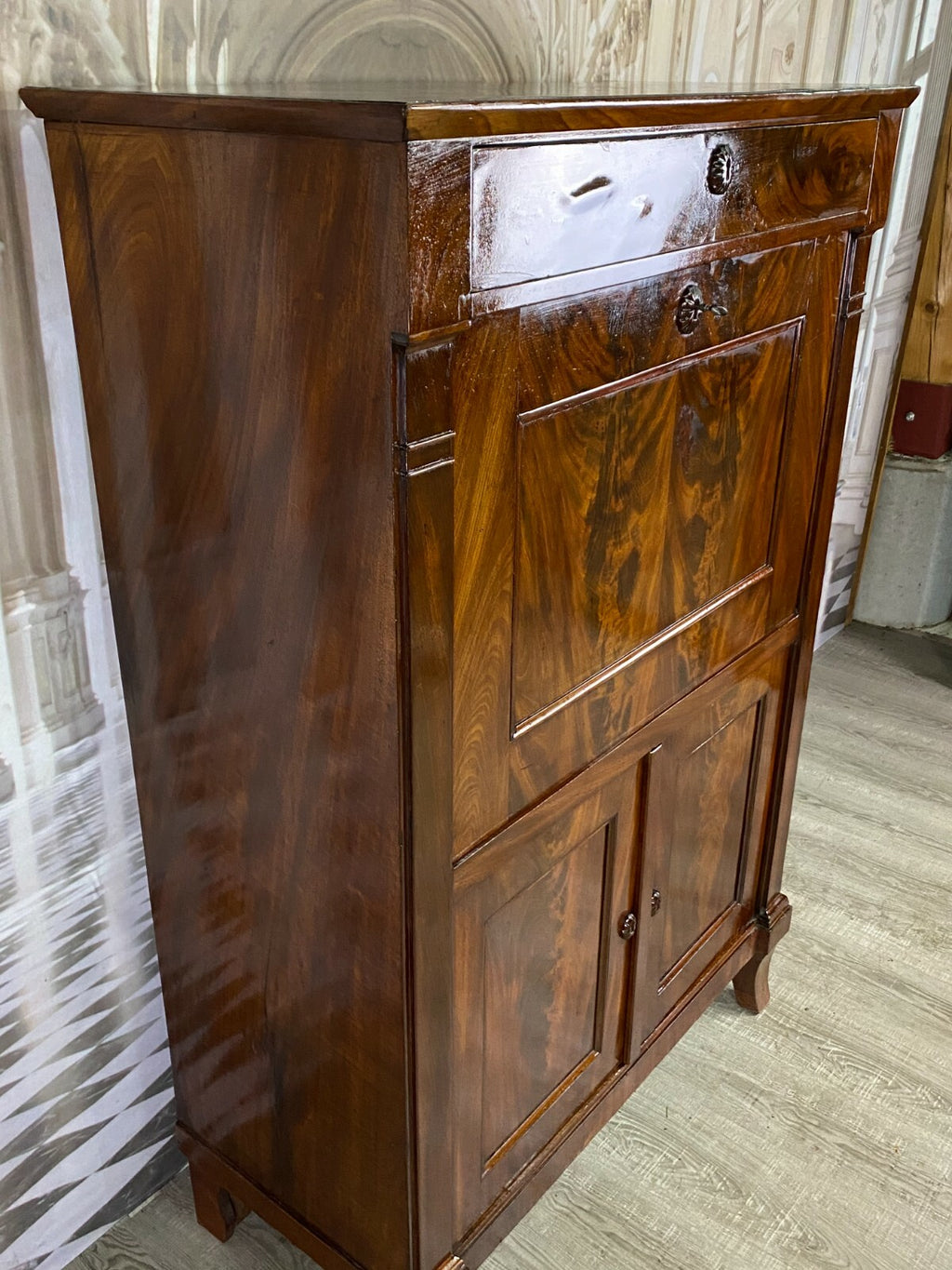 Empire Biedermeier Sekretär um 1820 Mahagoni Furnier Schreibmöbel