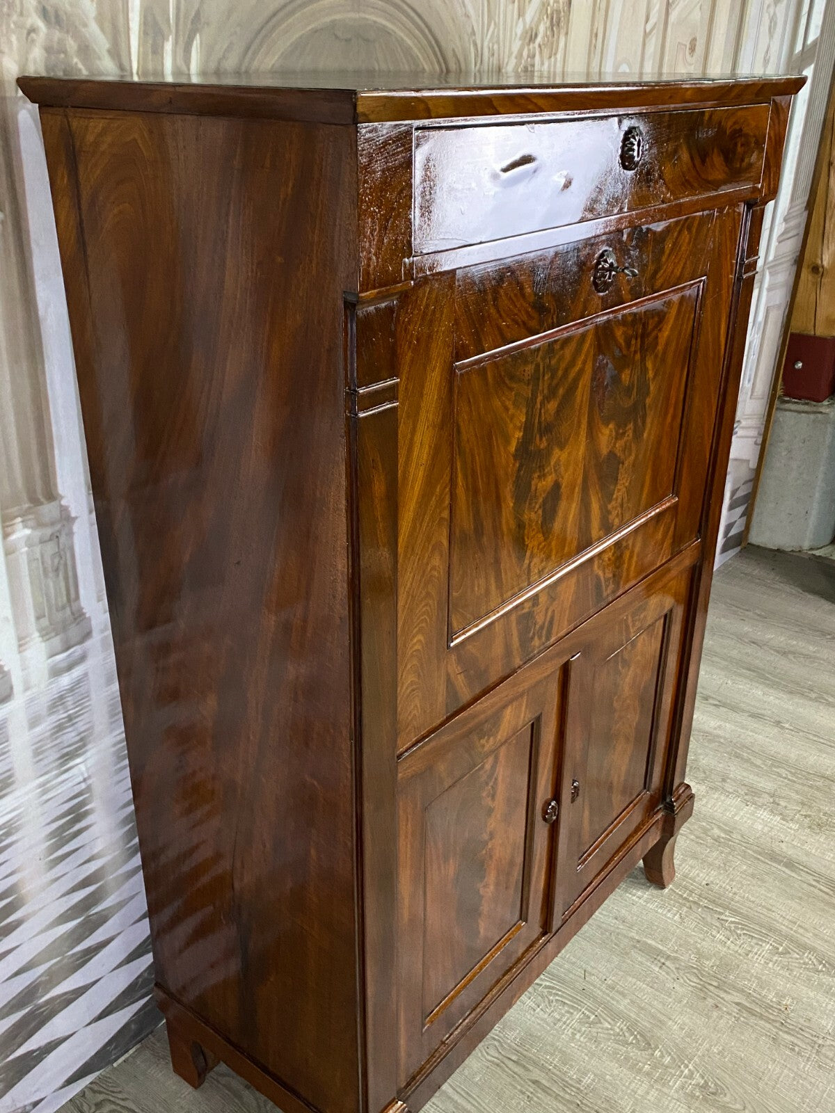 Empire Biedermeier Sekretär um 1820 Mahagoni Furnier Schreibmöbel