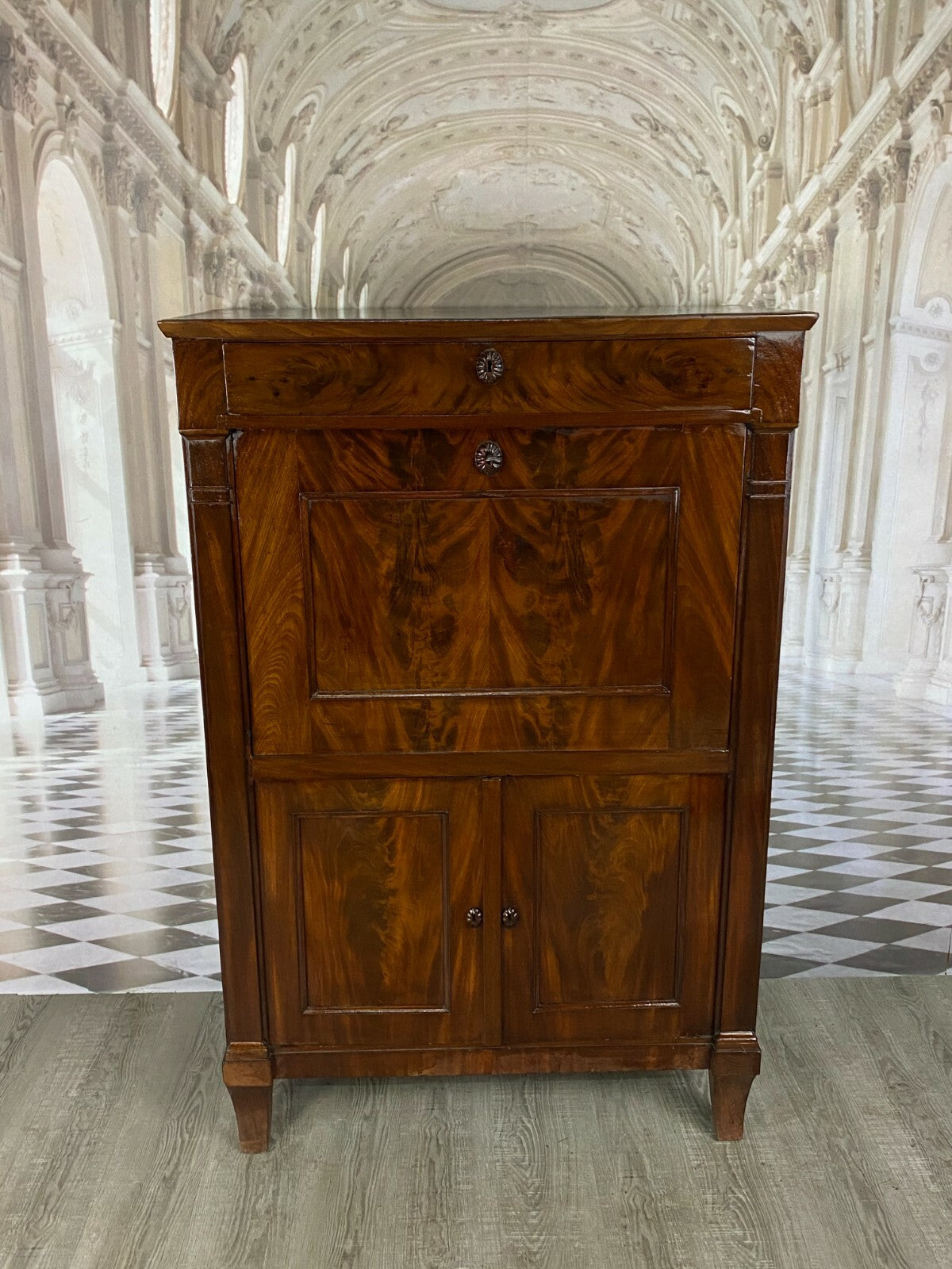 EMPIRE BIEDERMEIER SEKRETÄR UM 1820 MAHAGONI FURNIER SCHREIBMÖBEL