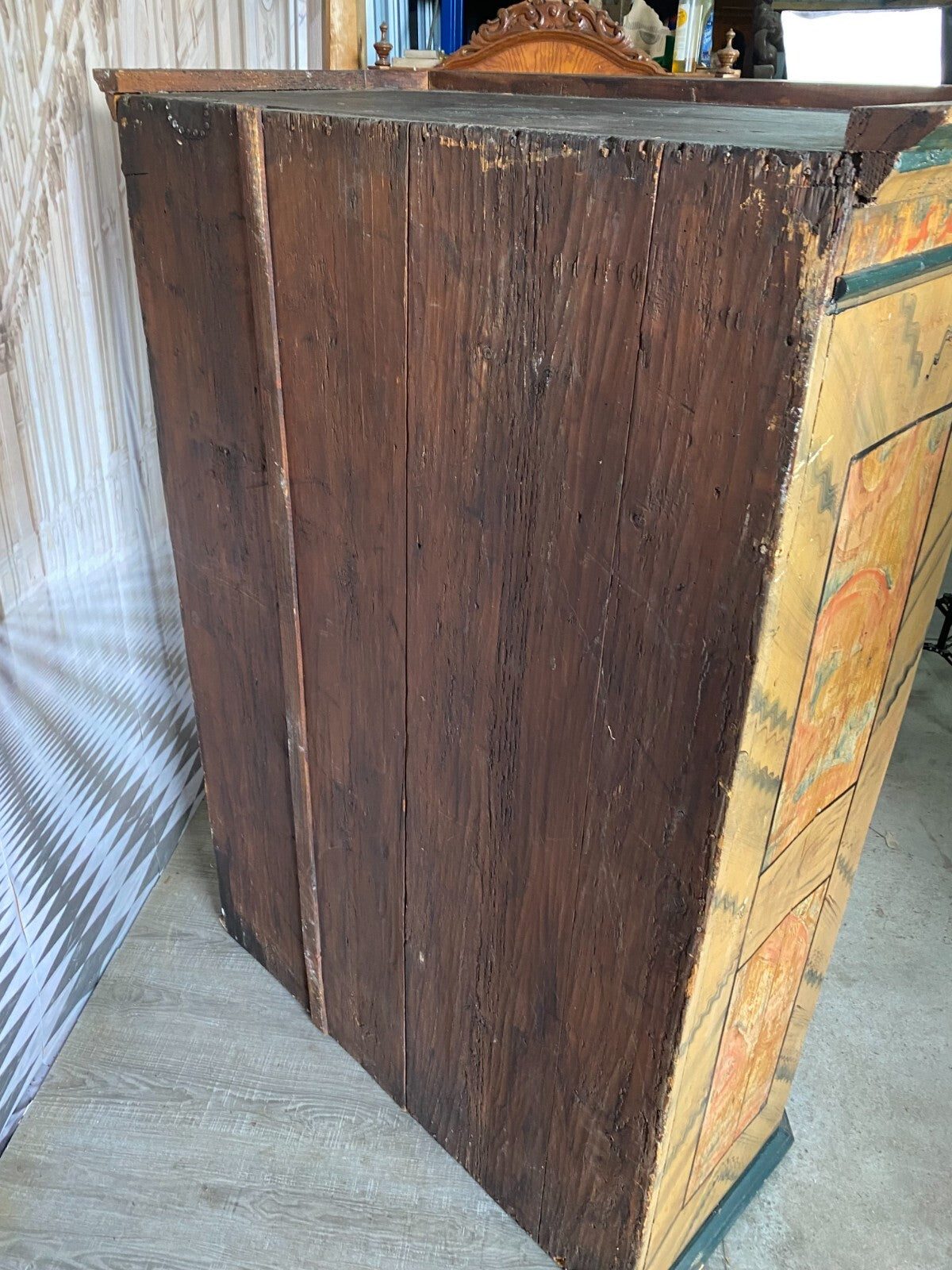 Antiker Bauernschrank Holz massiv handbemalt 19 tes Jhdt Nur 166cm hoch