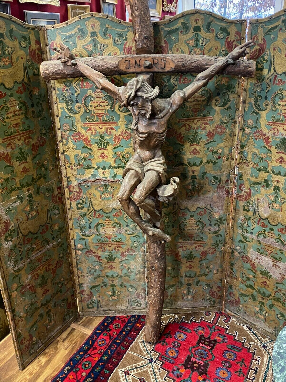 Monumentales Kruzifix Kreuz-Jesus Holz massiv 190cm Joseph Rifesser (1921-2020)