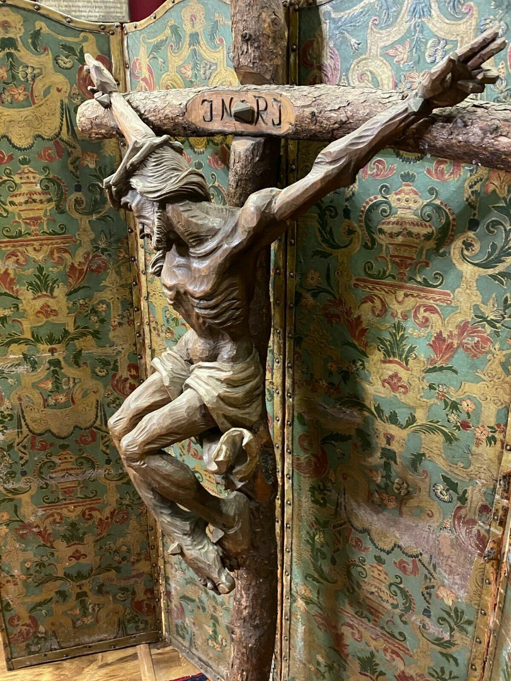 Monumentales Kruzifix Kreuz-Jesus Holz massiv 190cm Joseph Rifesser (1921-2020)