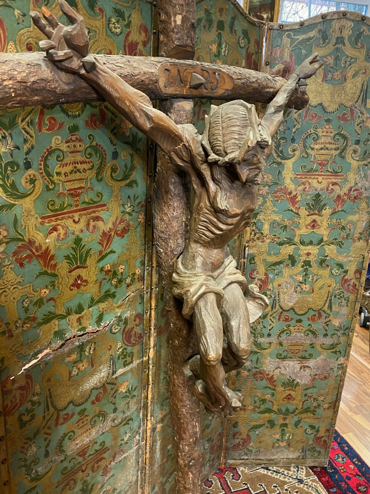 Monumentales Kruzifix Kreuz-Jesus Holz massiv 190cm Joseph Rifesser (1921-2020)