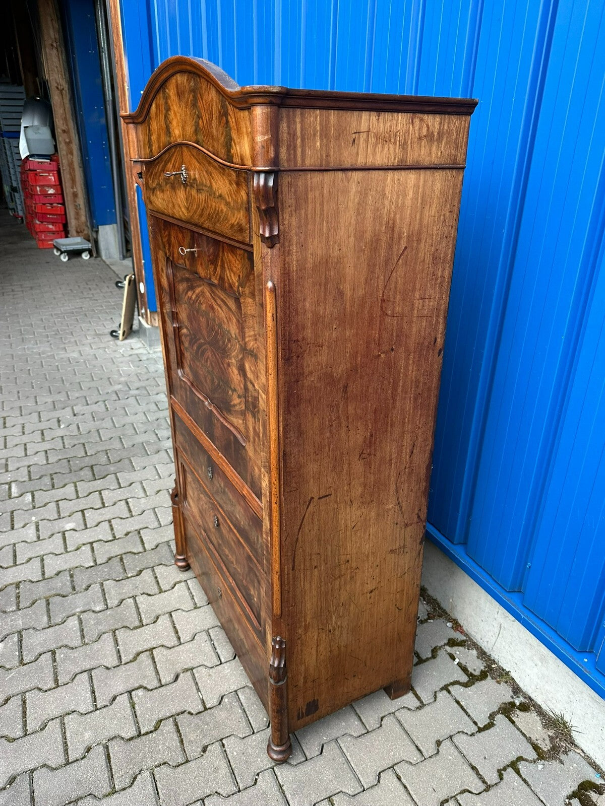 Antiker Louis Philippe Sekretär um 1870 Mahagoni Furnier