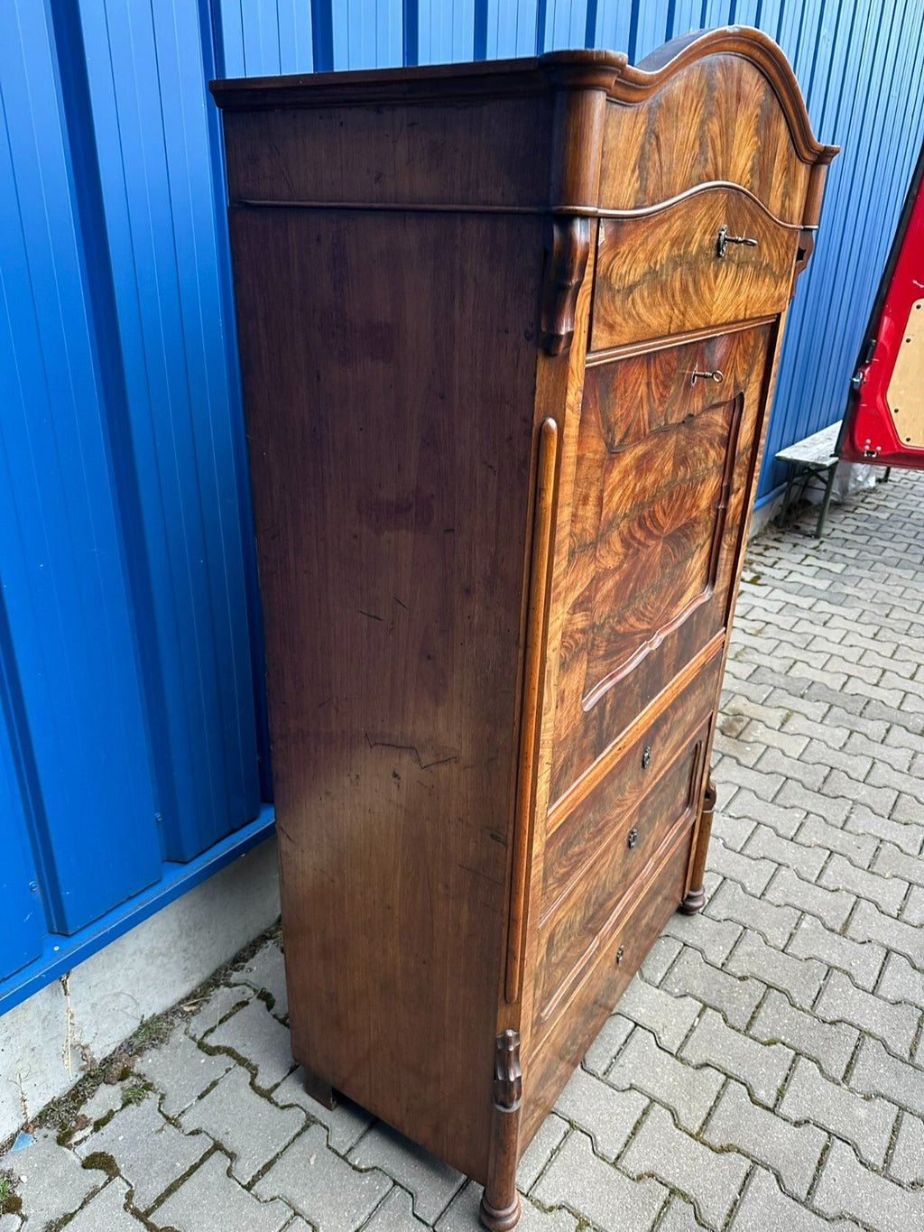 Antiker Louis Philippe Sekretär um 1870 Mahagoni Furnier