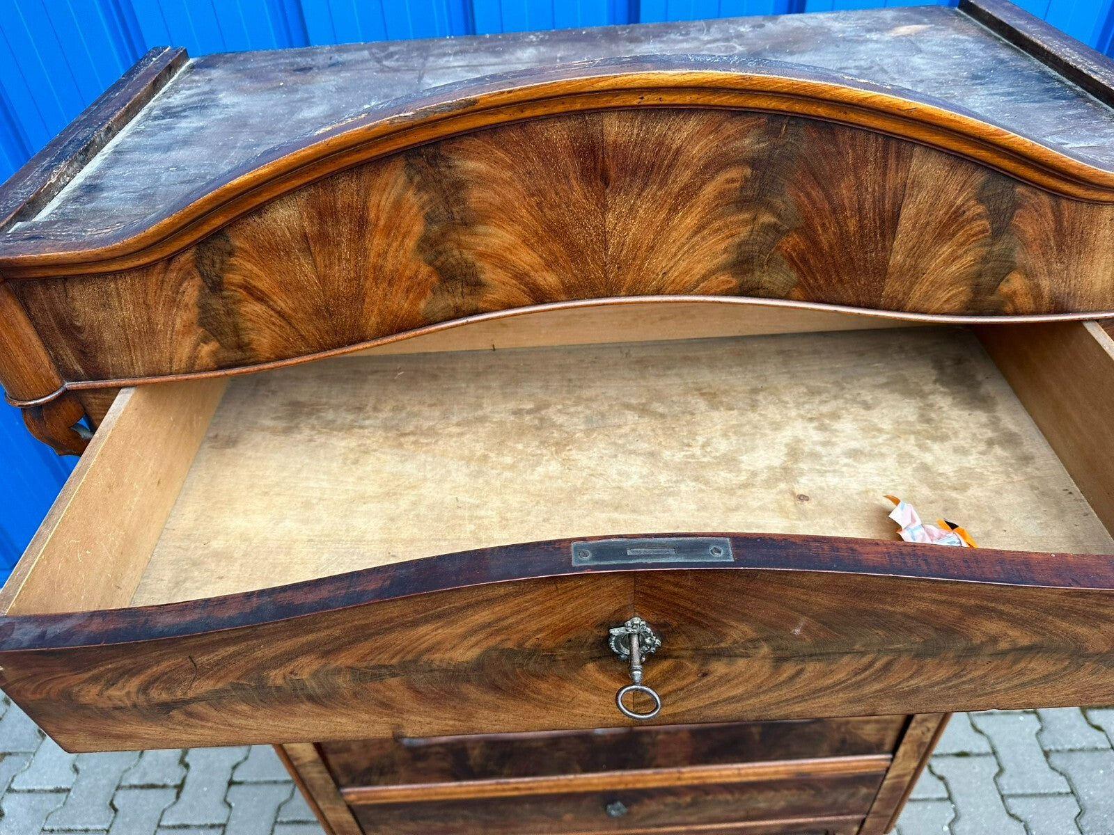 Antiker Louis Philippe Sekretär um 1870 Mahagoni Furnier
