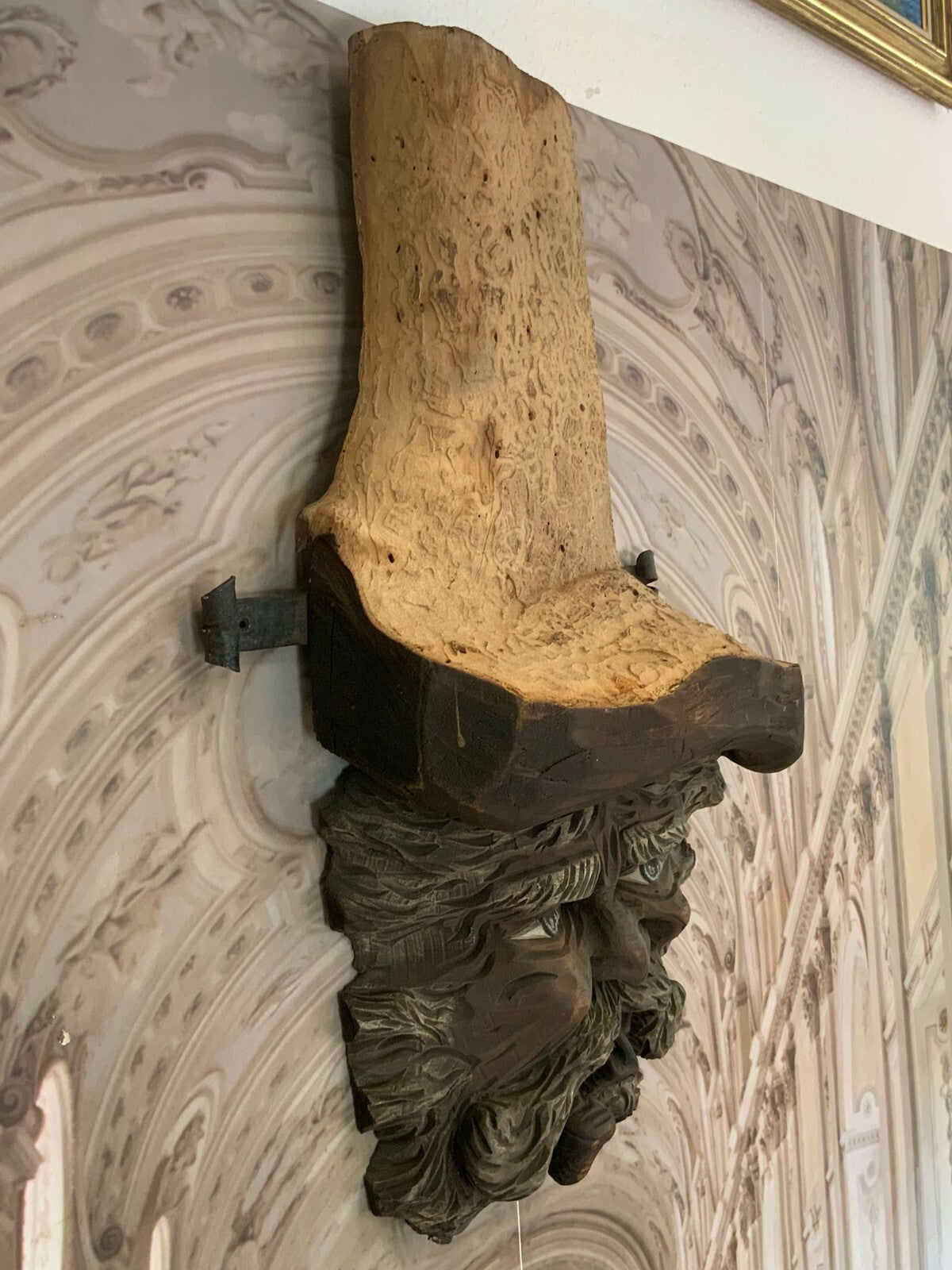 Pfeifenkopf Schnitzwerk aus Holz zur Wandmontage Skulptur Gesicht handgefertigt