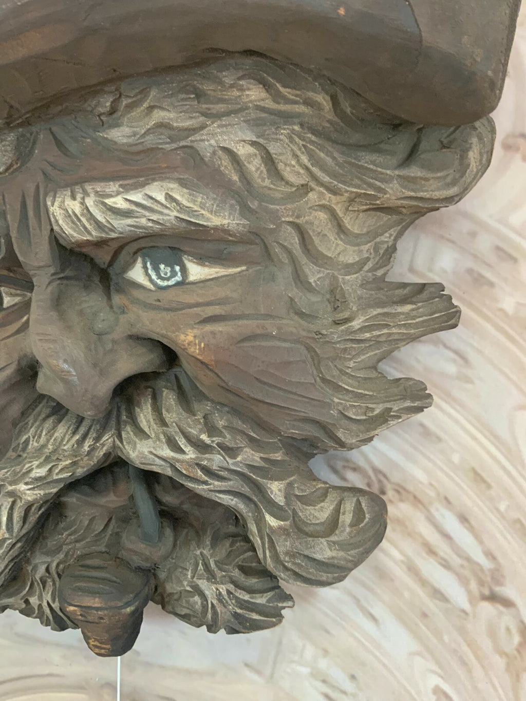 Pfeifenkopf Schnitzwerk aus Holz zur Wandmontage Skulptur Gesicht handgefertigt