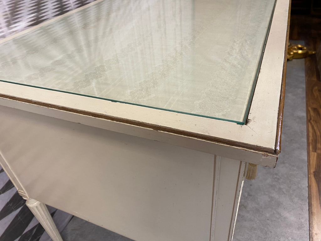 Louis Seize Schreibtisch Holz mit Glasplatte Stilmöbel 20 tes Jhdt