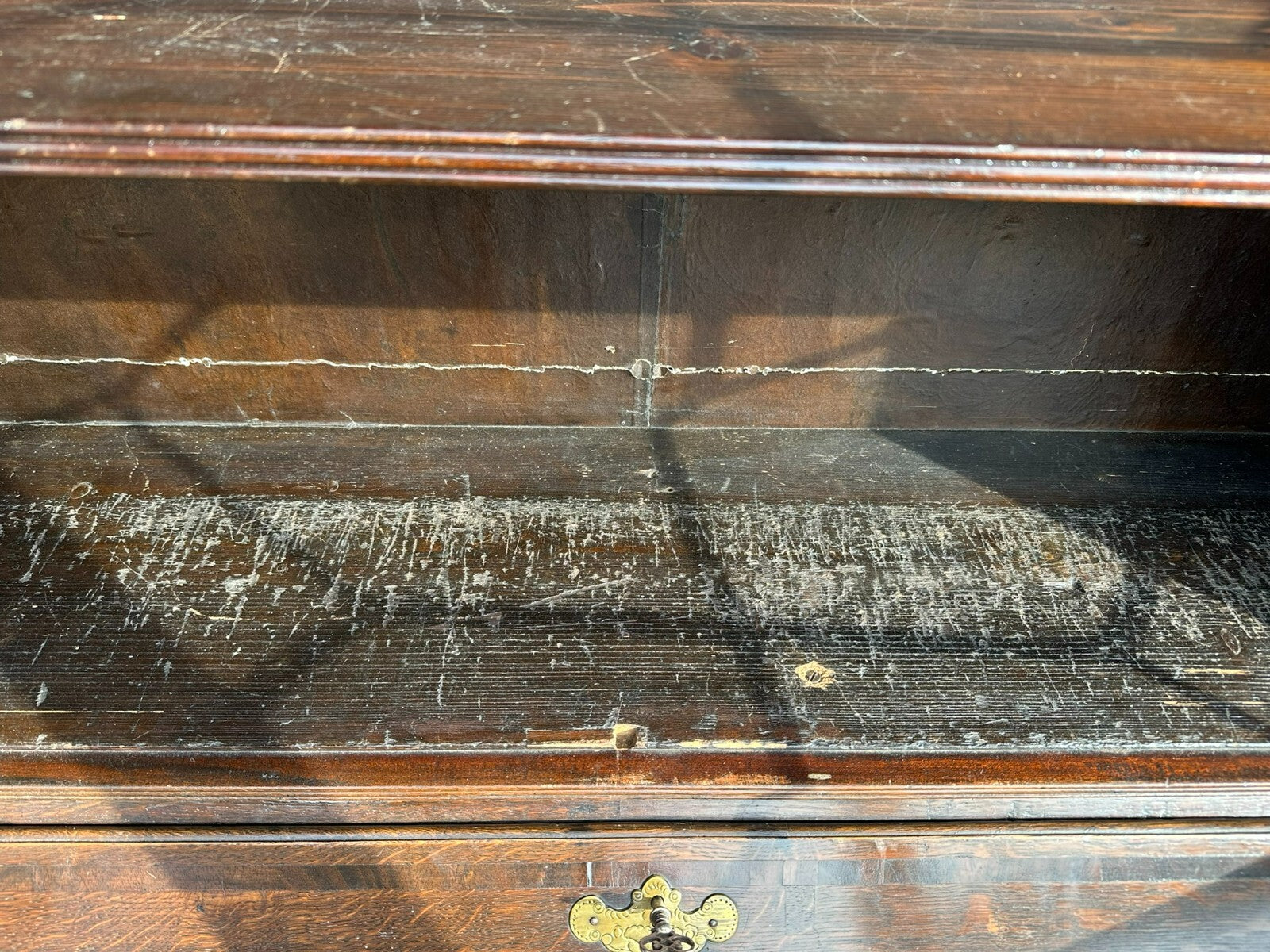 Antiker Englischer Sekretär um 1820/1840 aus Eiche mit Vitrine Aufsatzsekretär