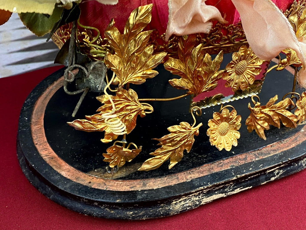 Globe De Mariee Hochzeit Andenken Frankreich Napoleon Iii Stil Blumen Glassturz
