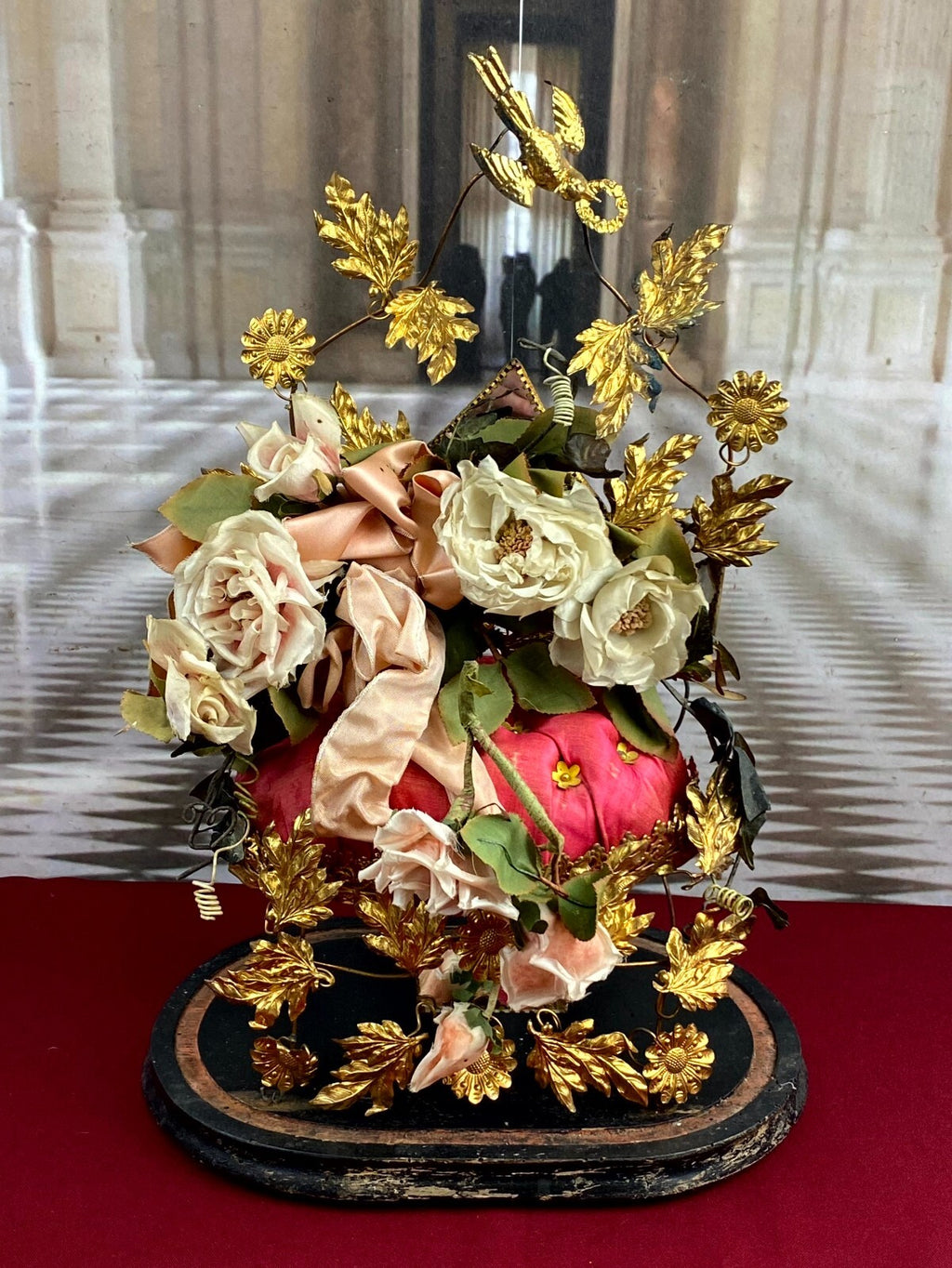 Globe De Mariee Hochzeit Andenken Frankreich Napoleon Iii Stil Blumen Glassturz