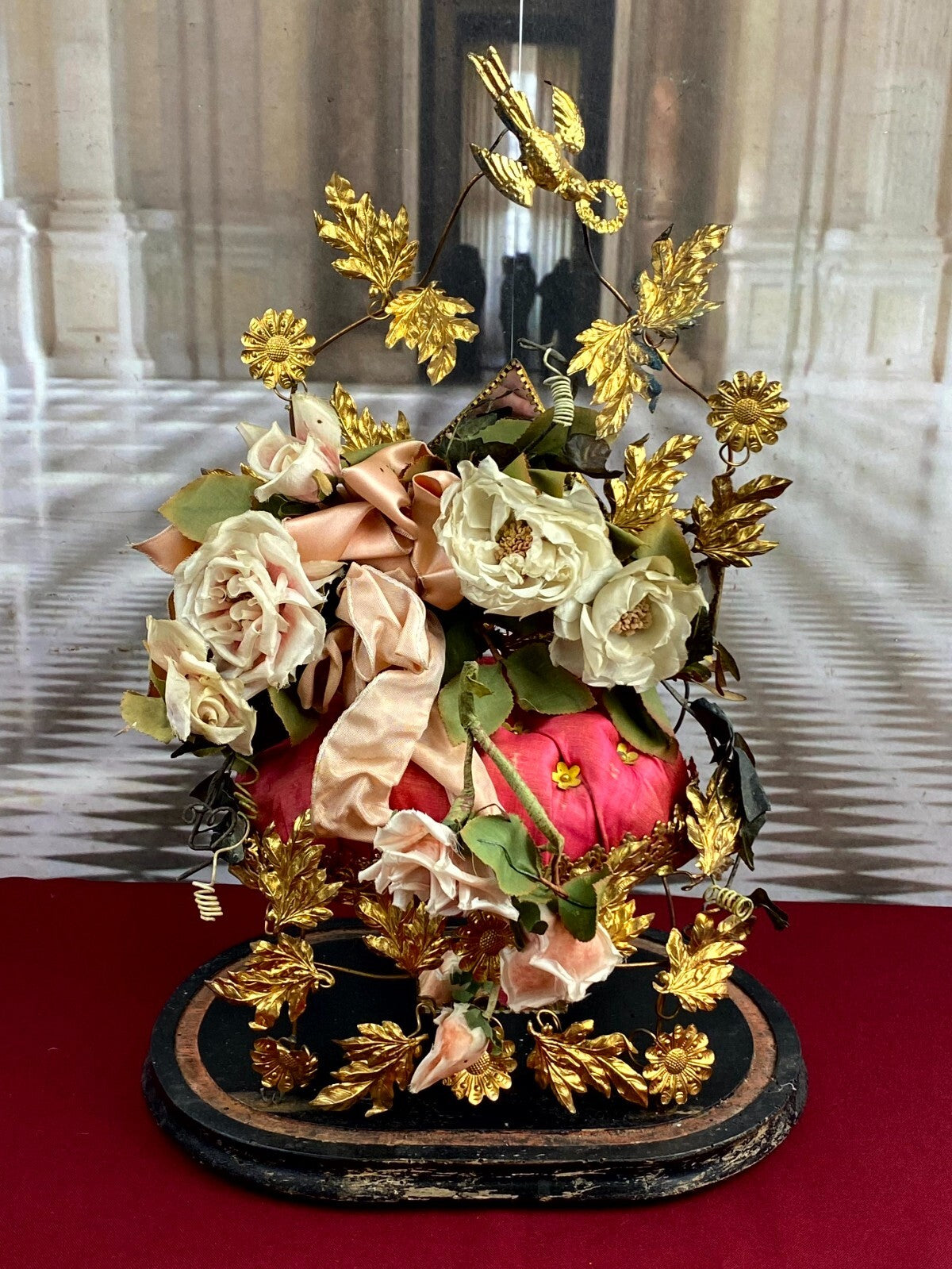 Globe De Mariee Hochzeit Andenken Frankreich Napoleon Iii Stil Blumen Glassturz