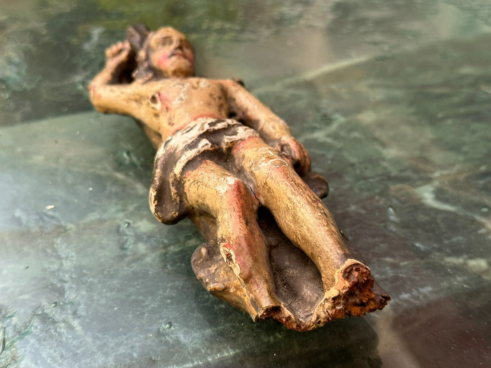 Antike Barock Heiligenfigur 17/18 tes Jhdt Heiliger Sebastian 23cm