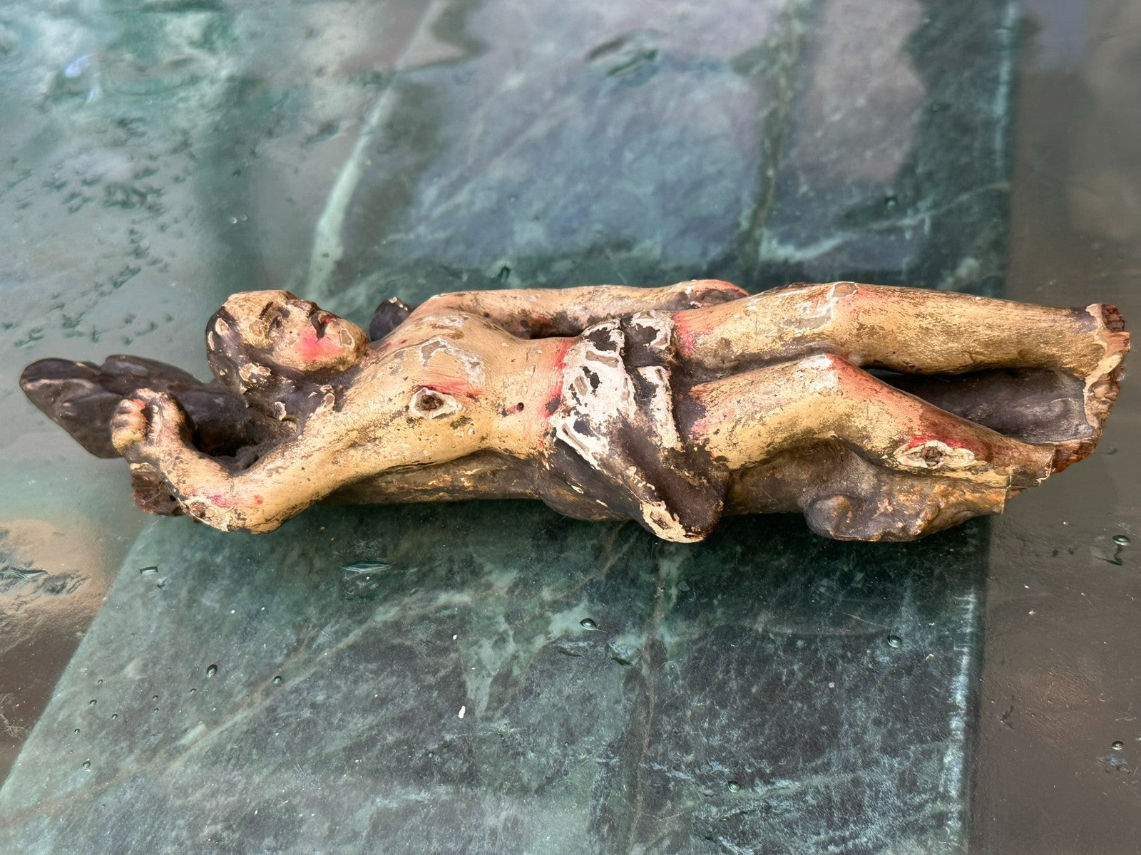 Antike Barock Heiligenfigur 17/18 tes Jhdt Heiliger Sebastian 23cm